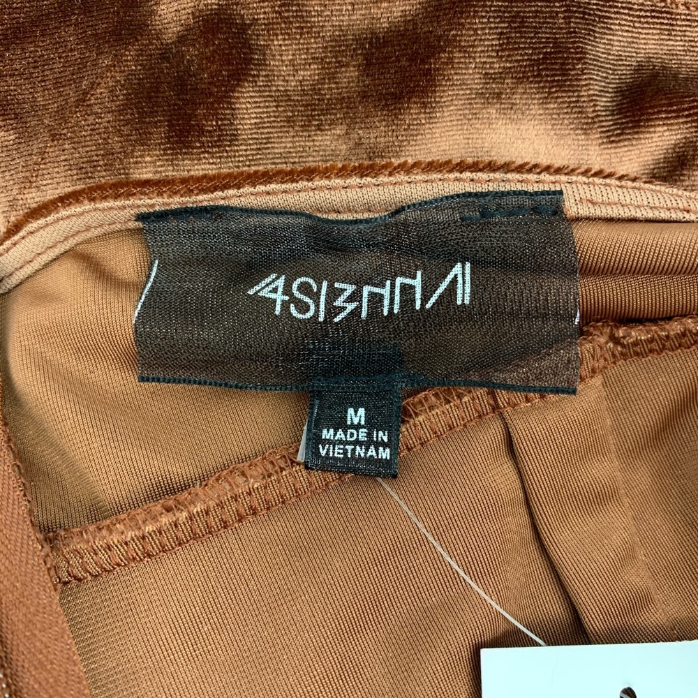 4SI3NNA Knotted Choker Romper M Dusty Copper  Sleeveless Partywear Velvet Luxe - Picture 5 of 7